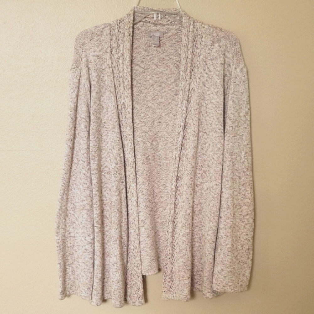 Chico's Womens Beige Gold Metallic Long Knit Cardigan - Size XL (3)